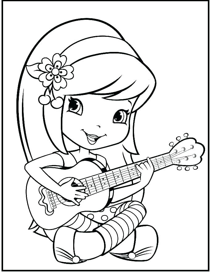 680x880 Strawberry Shortcake Coloring Pages Printable Guitar Coloring