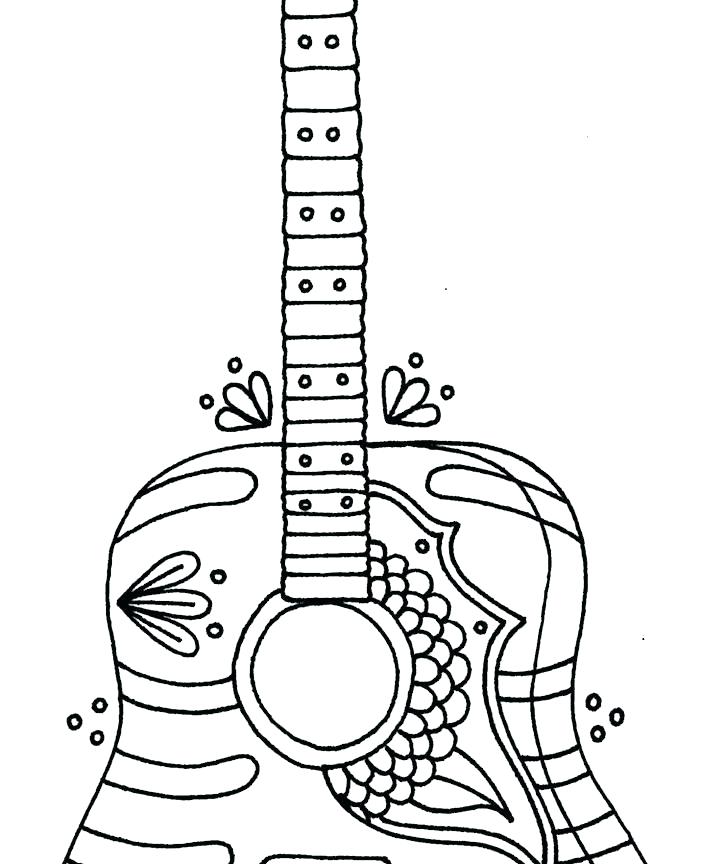 702x864 Electric Guitar Coloring Page Guitar Coloring Sheets Classical