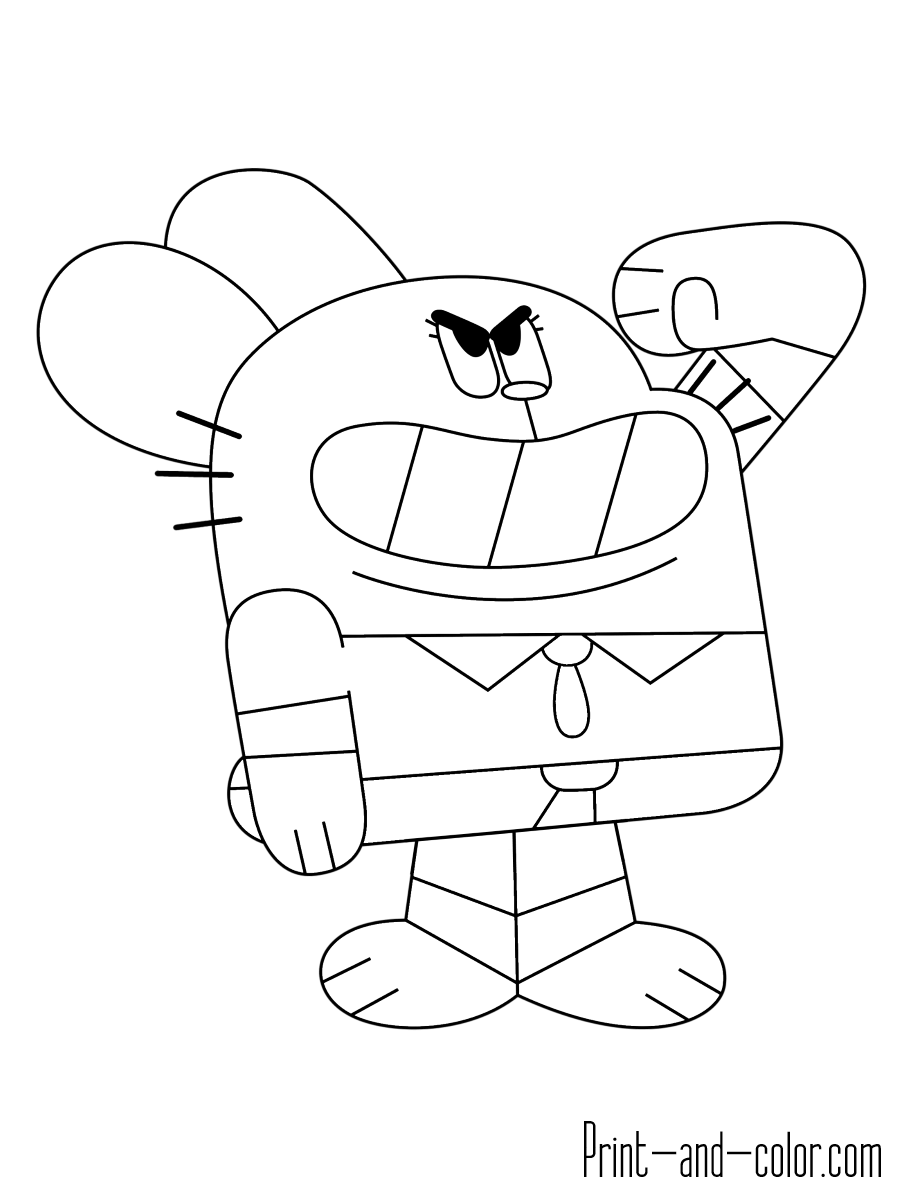 900x1200 The Amazing World Of Gumball Coloring Pages Print