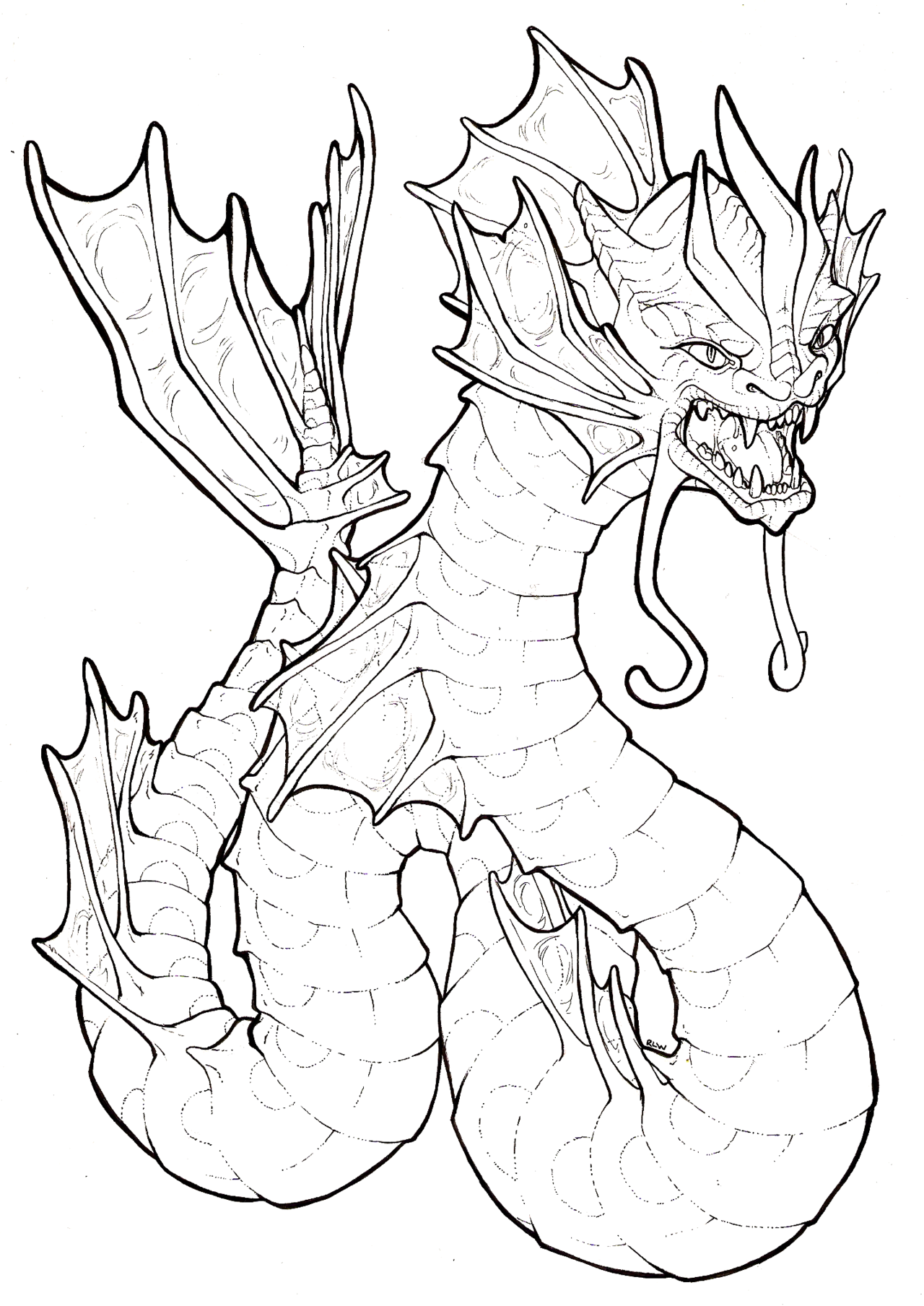 1280x1809 Gyarados Lineart