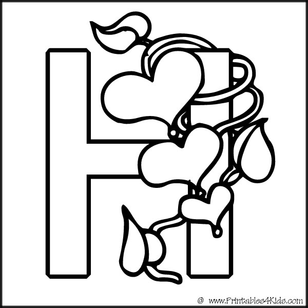600x600 Letter H Colouring Pages