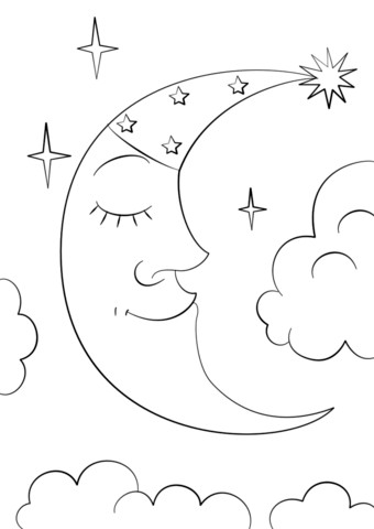 340x480 Half Moon Coloring Pages Crescent Clip Art At Clker Vector