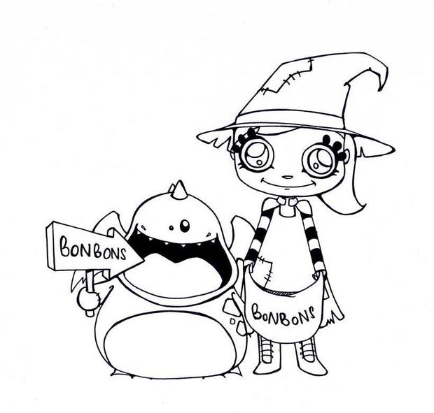 620x591 Halloween Candies Coloring Pages