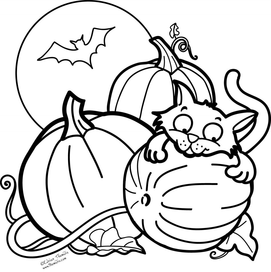 948x953 Halloween Cat Coloring Pages Pictures Nice For Kids Inside Auto