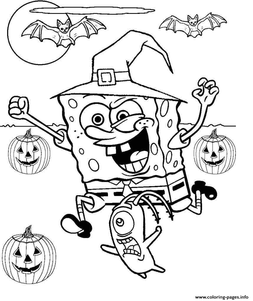 858x1020 Spongebob Halloween Coloring Pages Printable