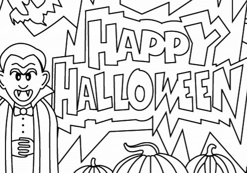 497x348 Happy Halloween Coloring Pages Halloween Scene Coloring Page