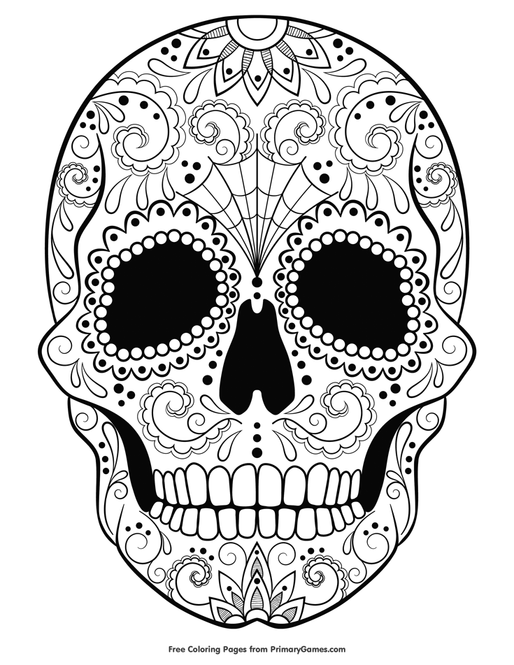 735x951 Halloween Coloring Pages Ebook Sugar Skull Colorear, Mandalas Y
