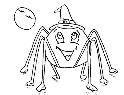 530x404 Scary Halloween Skull And Spider Coloring Pages