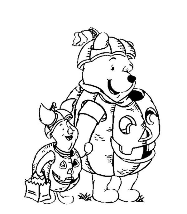 600x686 Winnie The Pooh Halloween Coloring Pages Pooh And Piglet Pumpkin