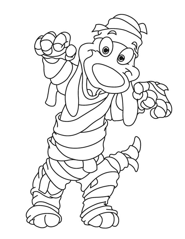 600x776 Funny Face Mummy Dog Free Coloring Page