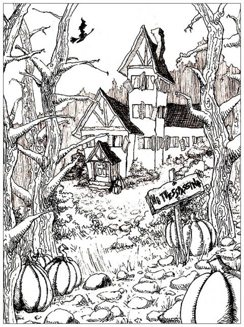480x644 Haunted House Coloring Pages Image Hd Halloween Sheets Online