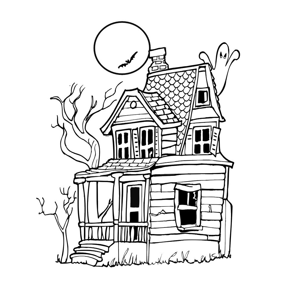 944x1020 Haunted House Coloring Pages