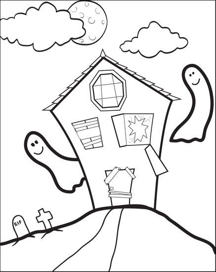 437x550 Free Printable Halloween Haunted House Coloring Page For Kids