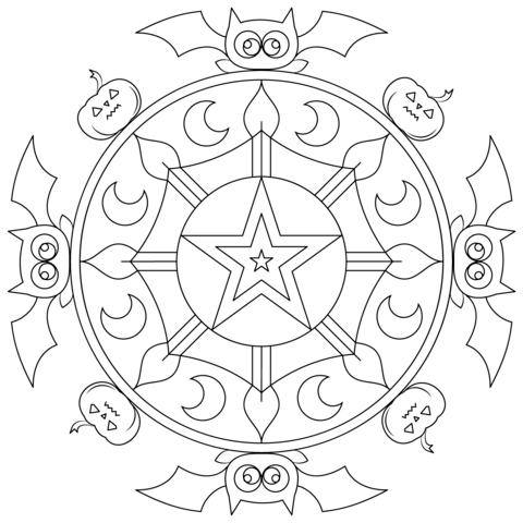 480x480 Halloween Mandala Coloring Pages Halloween Mandala Coloring Page