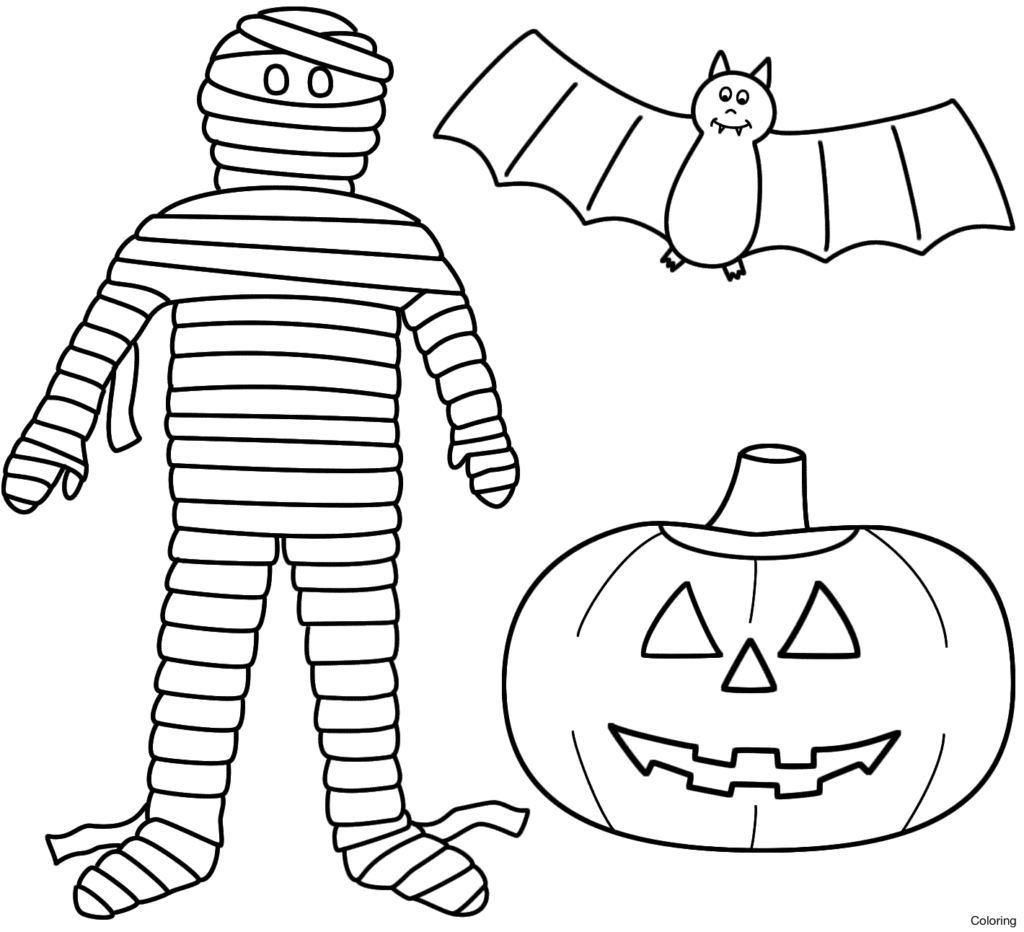 1024x932 Mummy Coloring Pages Mommy Printable Diaiz Halloween Bat Pumpkin