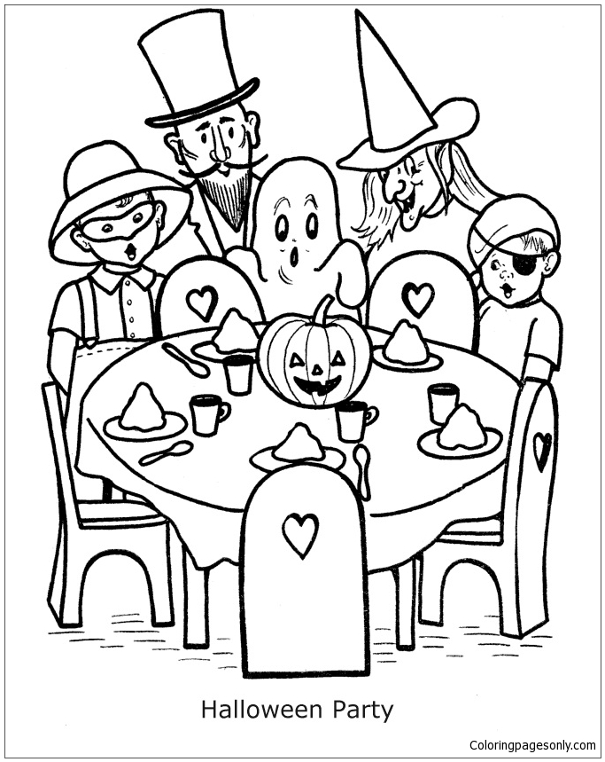 683x859 Halloween Party Coloring Page