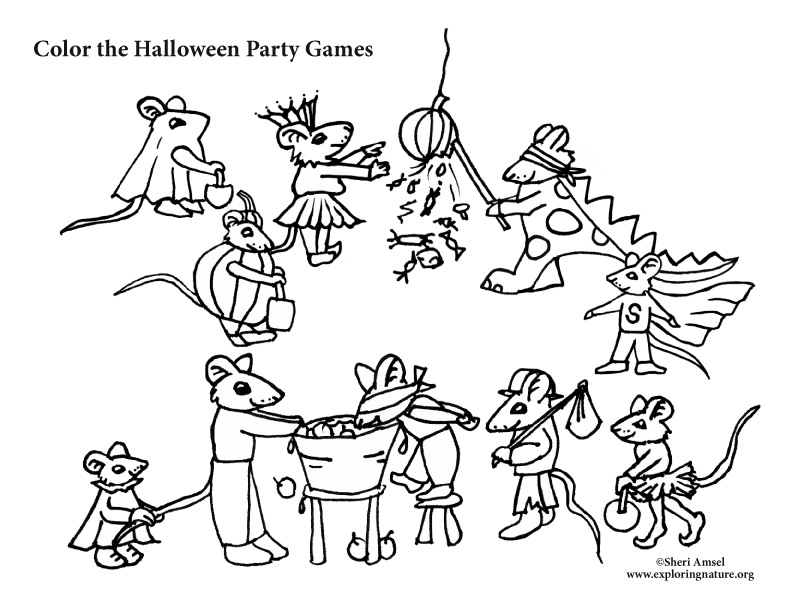 792x612 Mouse Halloween Party Games Coloring Pages