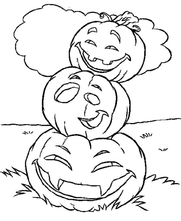 600x732 Stacking Halloween Pumpkins Coloring Page