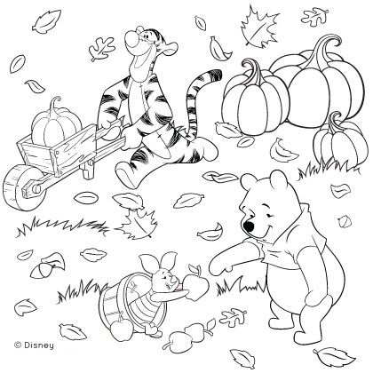 420x420 Winnie The Pooh And Friends Fall Coloring Page Disney Family