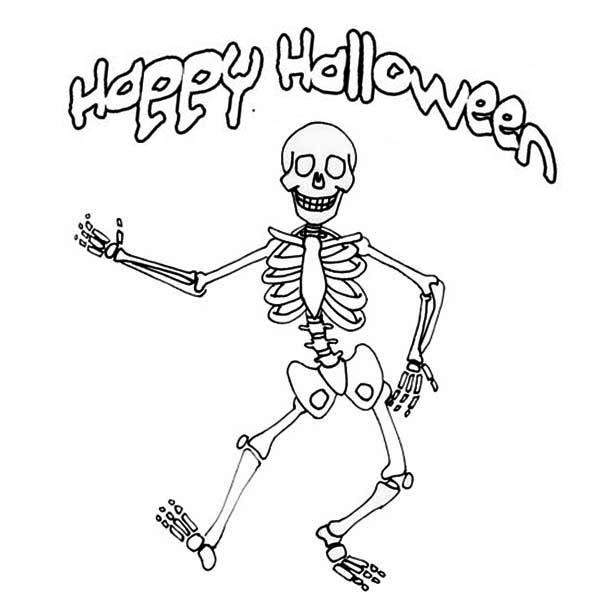 600x600 Halloween Skeleton Coloring Pages Drawn Skeleton Printable
