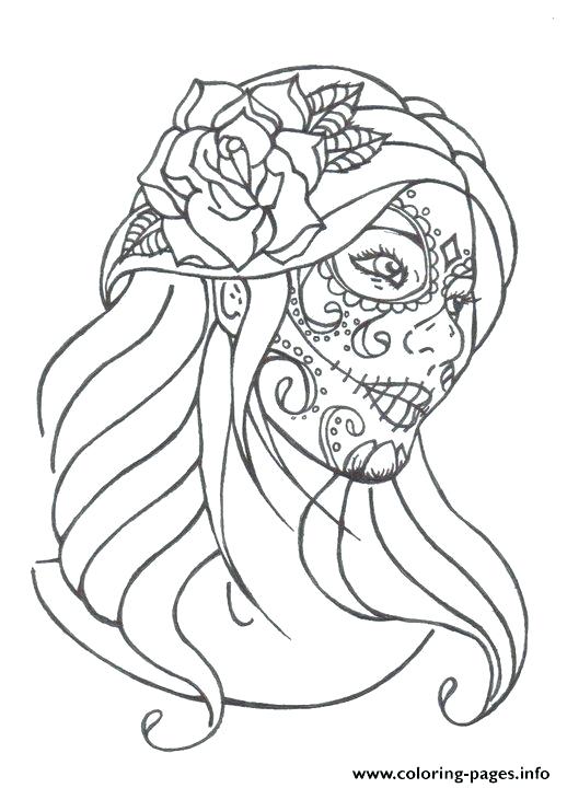 518x720 Skulls Coloring Pages Flaming Skull Coloring Page Halloween Sugar