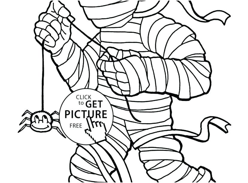 827x609 Mummy Coloring Pages Halloween Mummy And Spider Coloring Page