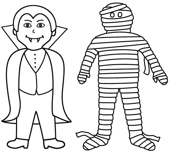 600x536 Vampire And Mummy Are Best Friend Coloring Page