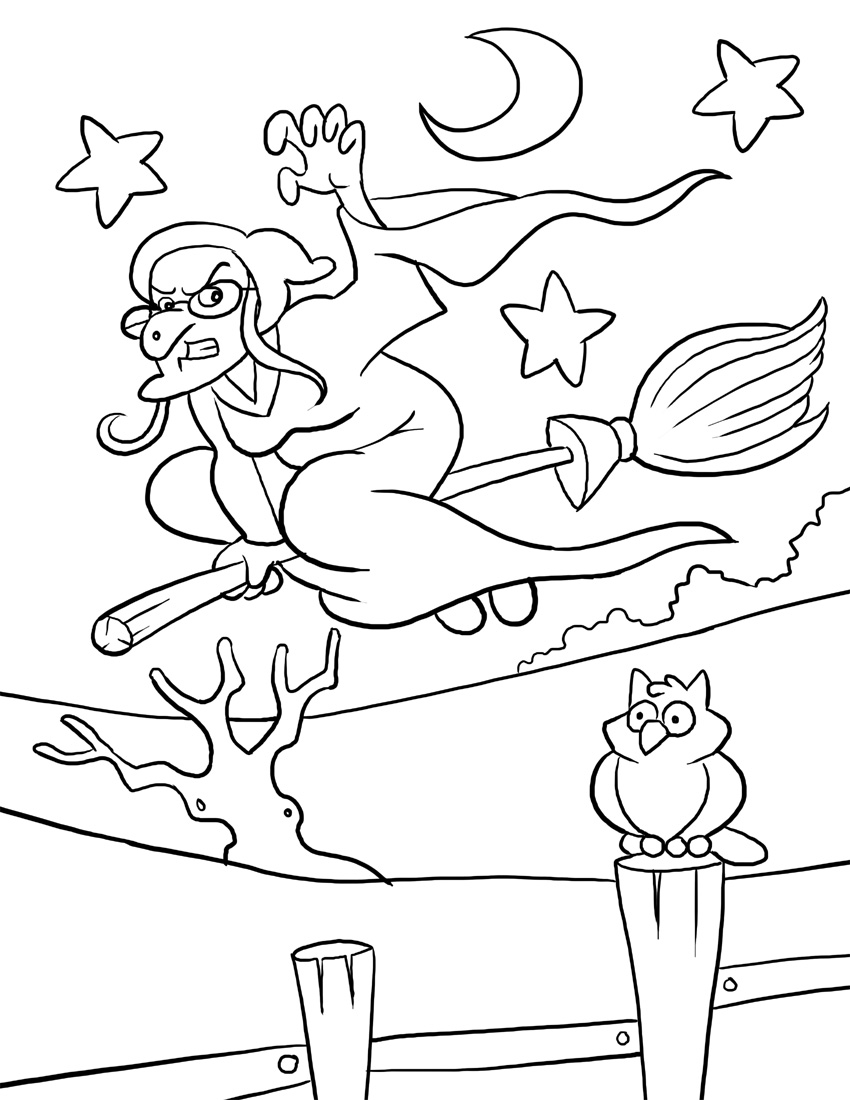 850x1100 Halloween Witch Coloring Pages Inside