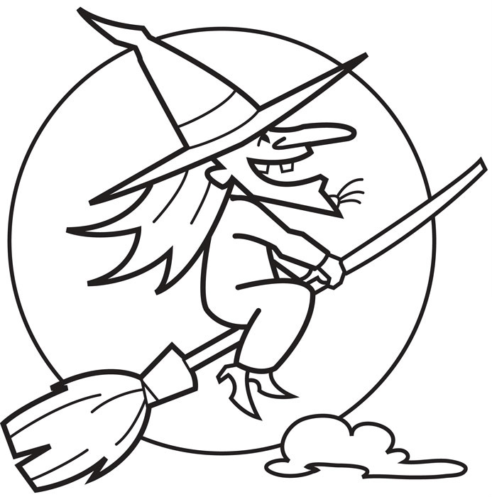 693x700 Witch Halloween Coloring Pages Halloween Flying Witch Free