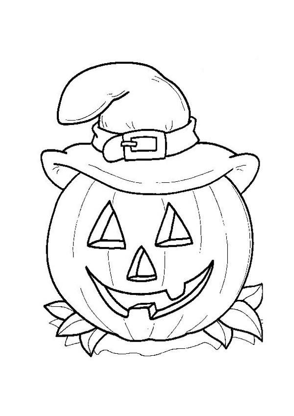 600x849 Halloween Day, Smiling Jack O' Lantern With Witch Hat On Halloween