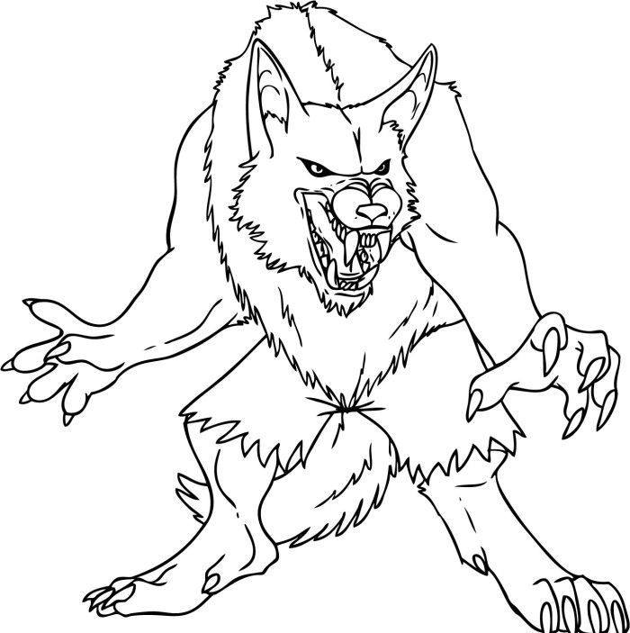 700x703 Demon Wolf Coloring Pages Lineart Classic Movie Monsters