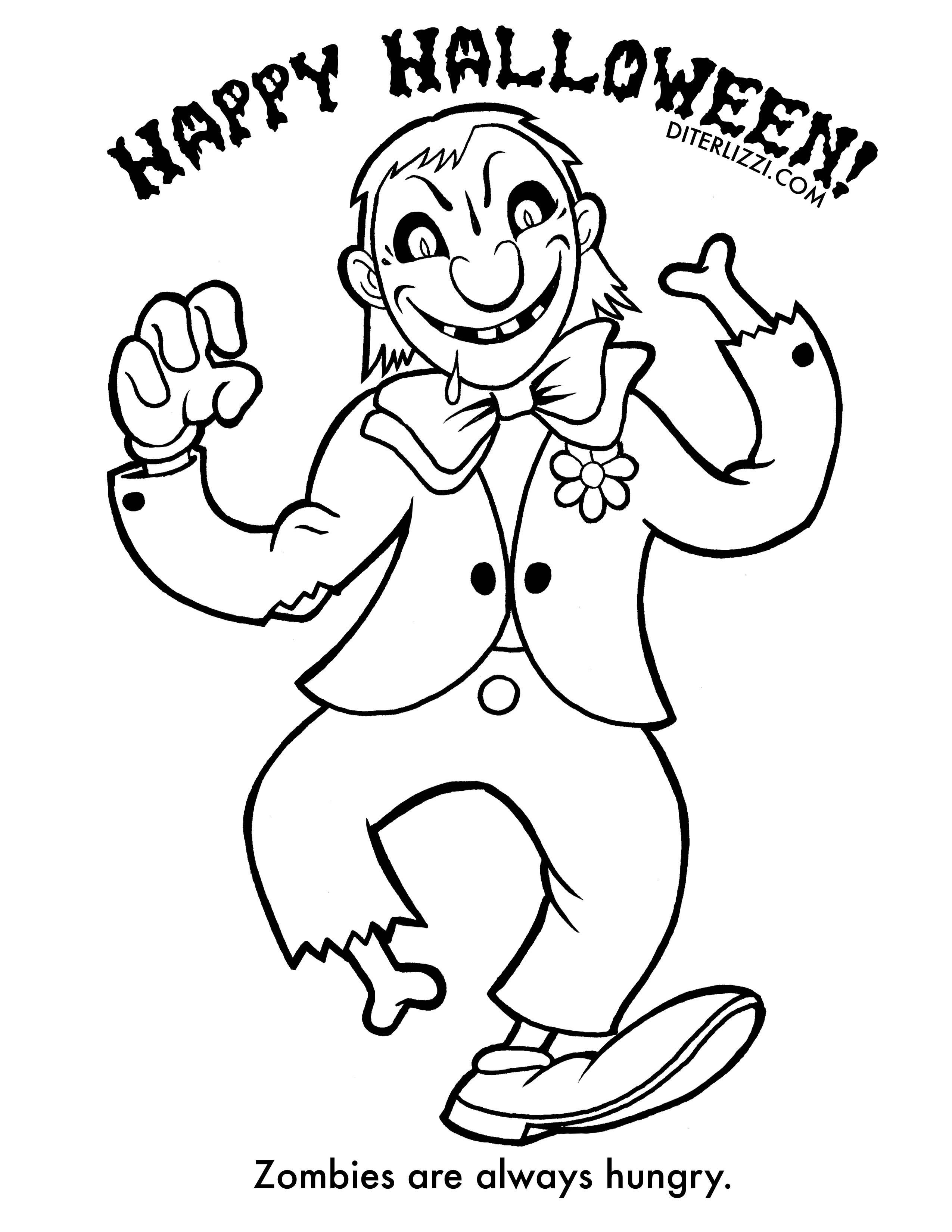 2550x3300 Halloween Coloring Pages Zombie