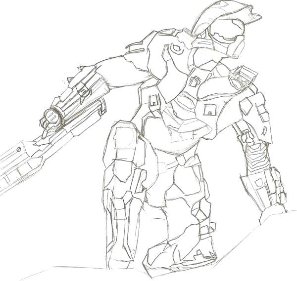 600x569 Halo Master Chief Coloring Pages