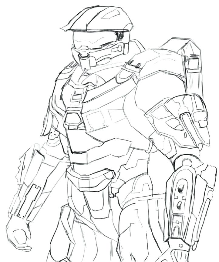 722x864 Exciting Halo Master Chief Coloring Pages Cool Master Chief