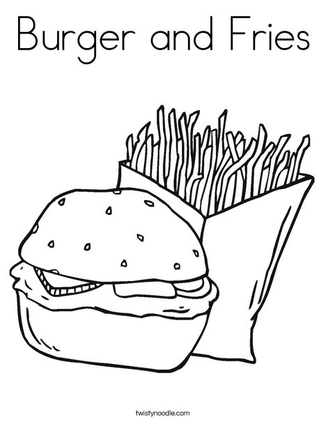 468x605 Burger And Fries Coloring Page
