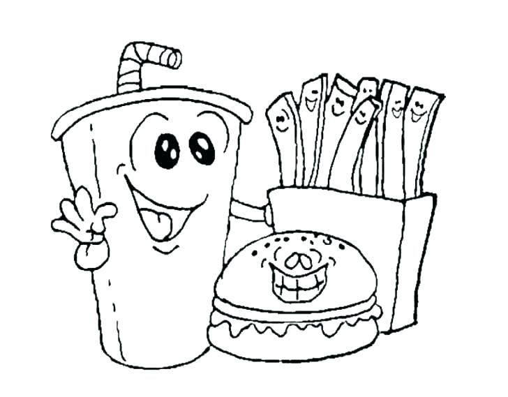 728x569 Printable Food Coloring Pages French Fries Coloring Page Fast Food