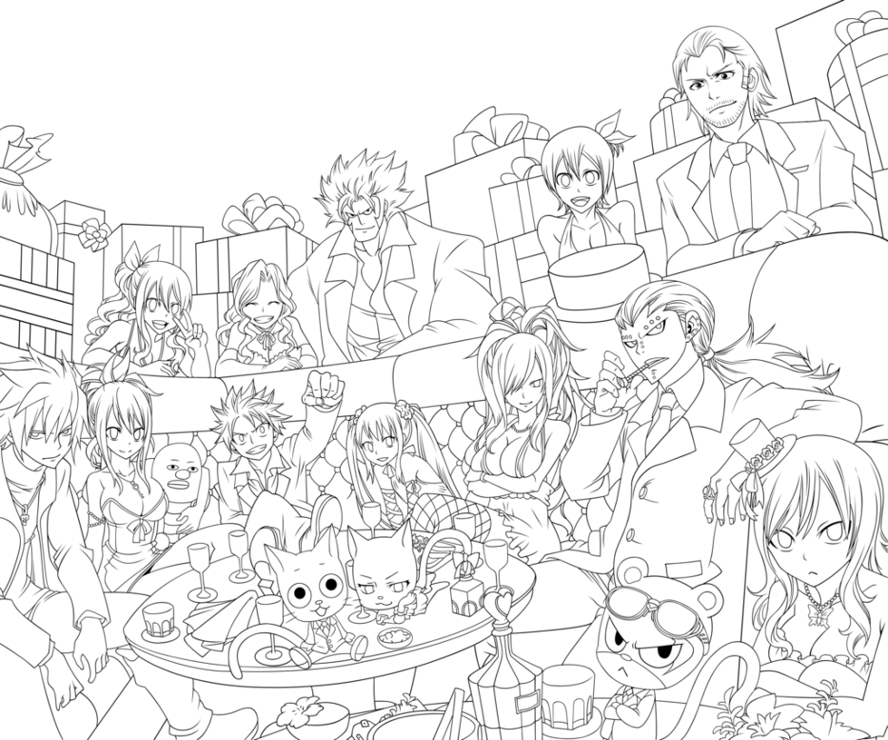 979x816 Fairy Tail Coloring Pages Inside