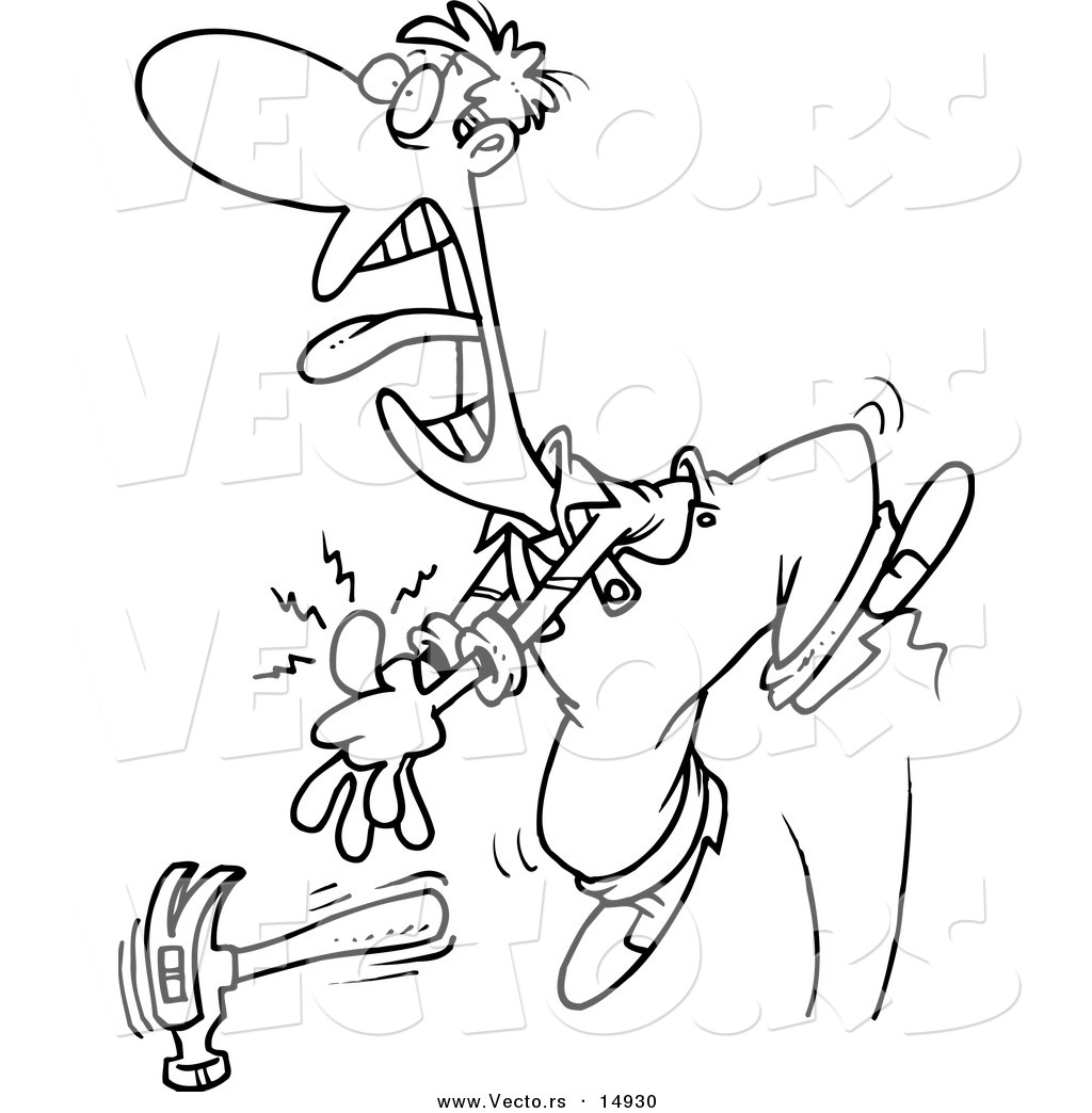 1024x1044 Vector Of A Cartoon Man Holding His Throbbing Thumb After Hitting