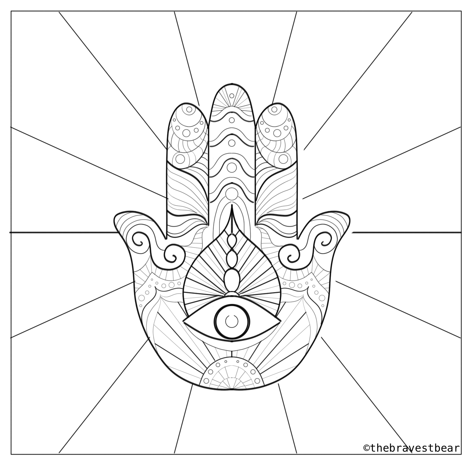 1585x1565 Hamsa Coloring Page Basically Emily