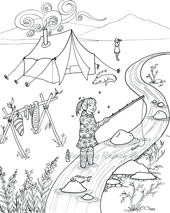 570x714 Alaska Coloring Book Pages Printable Coloring Native Hand Drawn