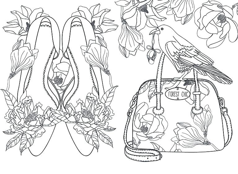 768x561 Coloring Pages Christmas Reindeer Shoes And Handbag Colouring Page