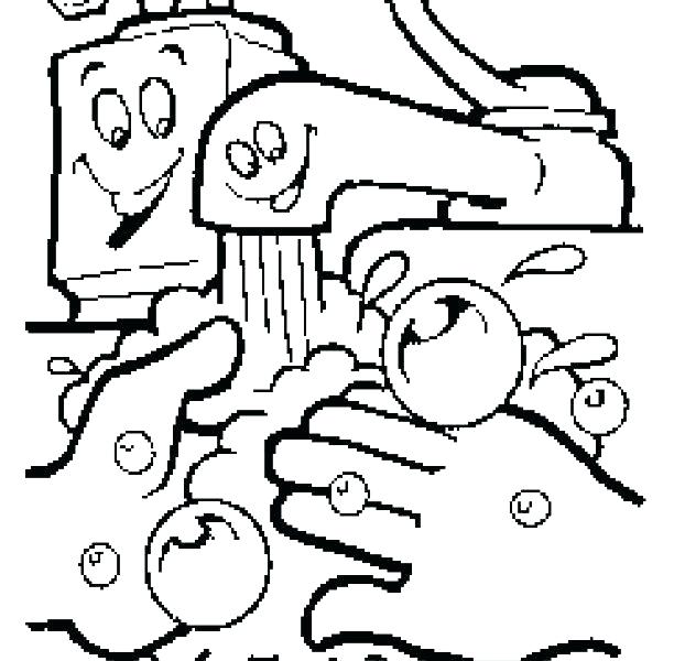 612x600 Germ Coloring Sheets Washing Hands Coloring Page Hand Washing