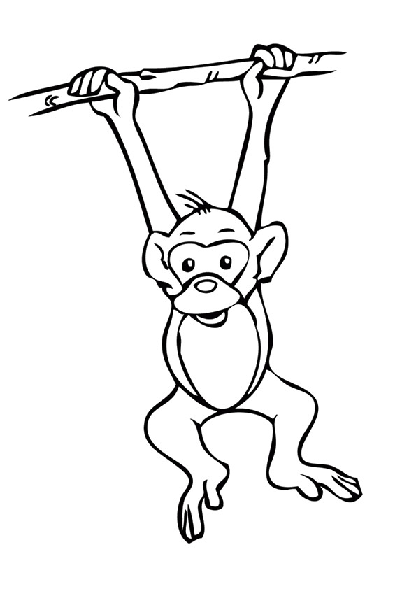 595x842 Monkey Coloring Pages Hanging From Tree