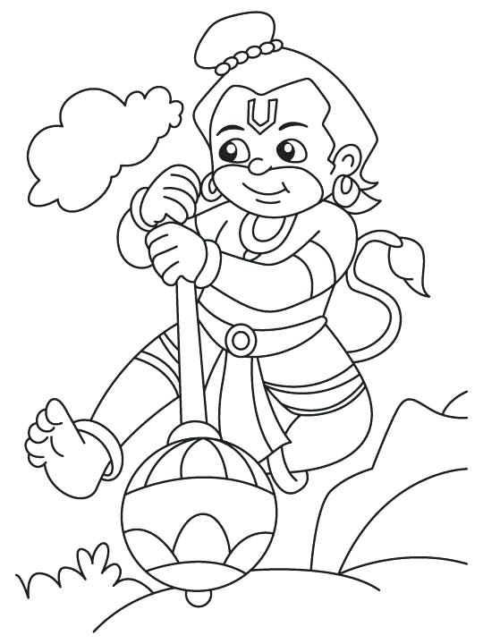 540x720 Hanuman Coloring Pages In Cloud Coloring Page Lord Hanuman