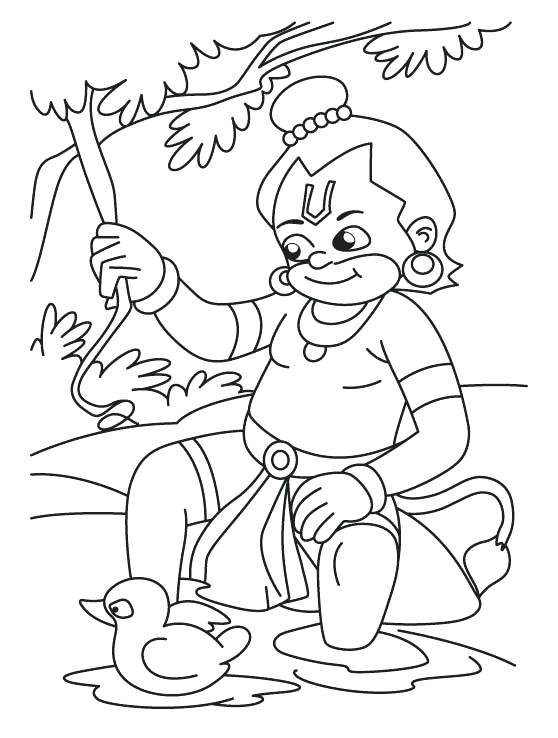 558x738 Hanuman Coloring Pages Lord With Duck Coloring Page Bal Hanuman