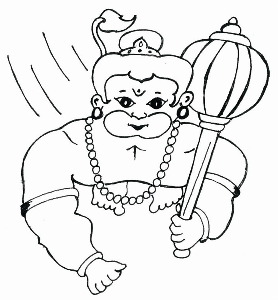 929x1000 Bal Hanuman Coloring Printable Page For Kids