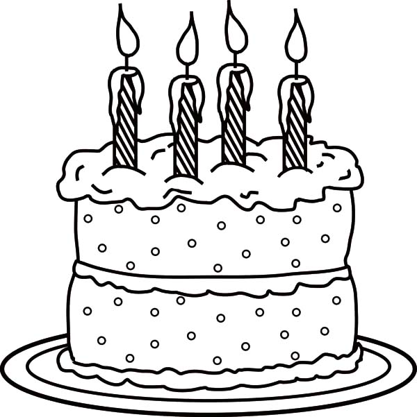 600x601 Coloring Pages Birthday Cake With Candle