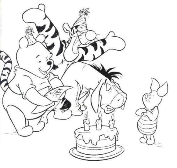 580x550 Pooh Birthday Coloring Pages