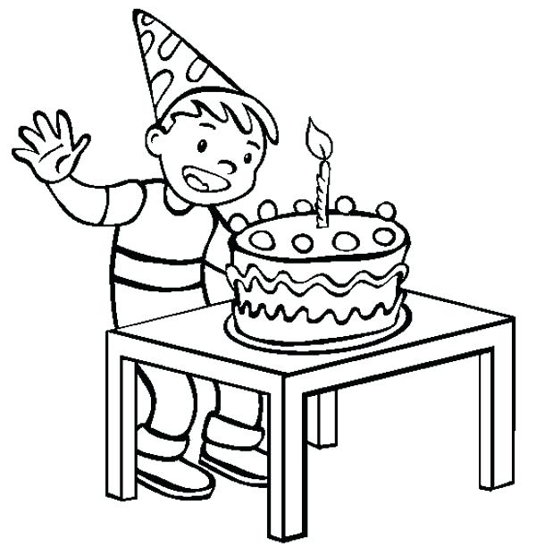 600x612 Coloring Pages Birthday Cake A Happy Boy With Happy Birthday Cake