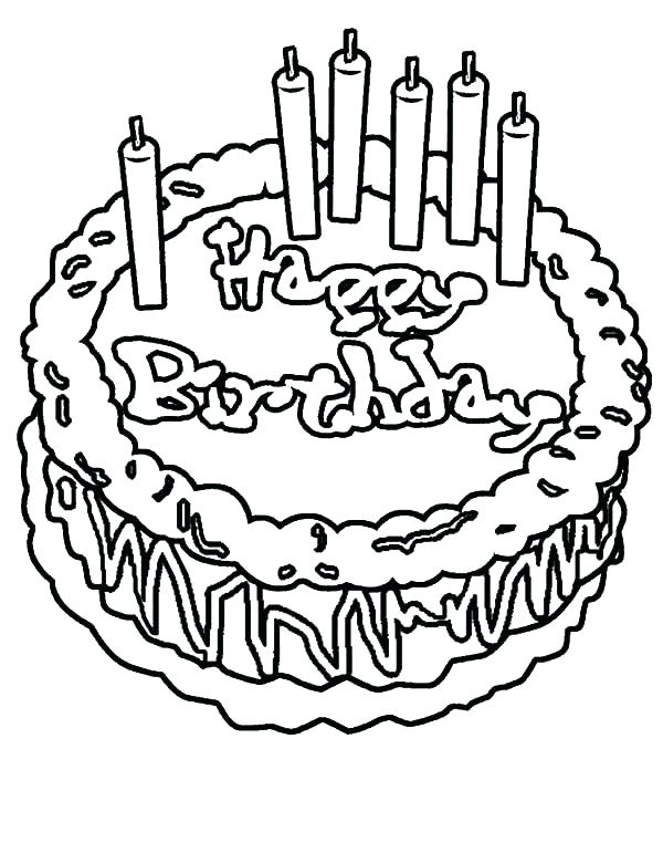 600x771 Happy Birthday Cake Colouring Page Coloring Free Pages Pictures